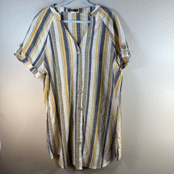 SHEIN Curve Striped Button-Down Tunic SZ:2X - Picture 1 of 5
